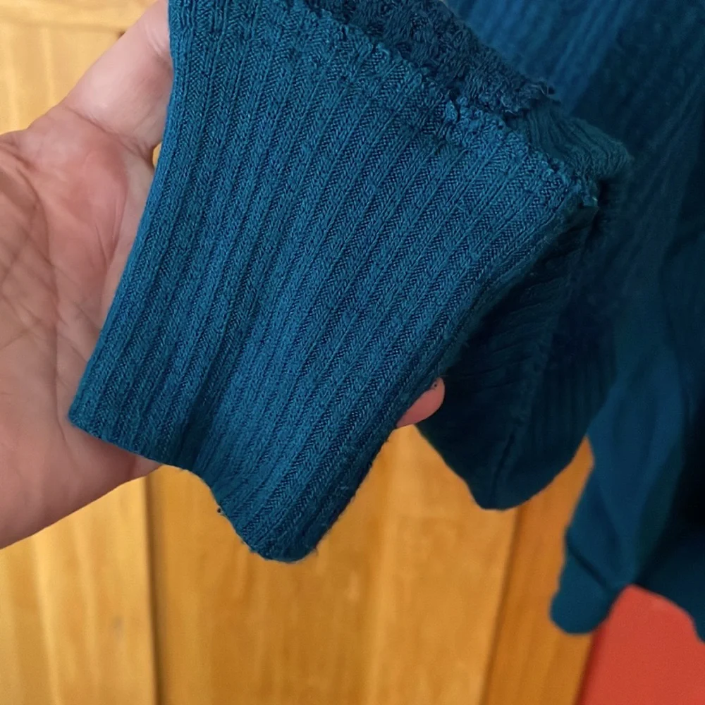 Free People Waffle Knit Santa Clara Teal‎ top